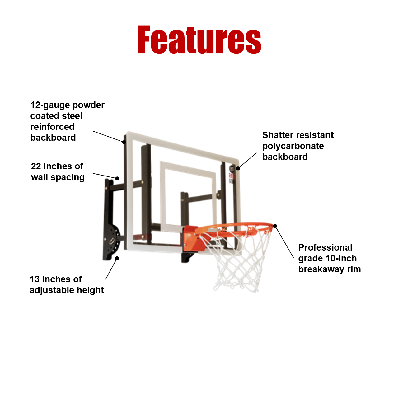 RAMGOAL Wall Mounted Mini Basketball Hoop